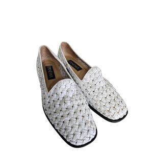 Vintage White Woven Leather Loafers By Ipanema 8.5 M